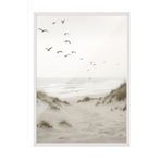 Postifull Birds By The Beach Çerçeveli Tablo, Beyaz Çerçeve Ve Poster, Duvar Tablosu Comfort Serisi No:108313;10 X 15 Beyaz Çerçeveli