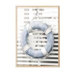 Postifull Blue Lifebuoy Çerçeveli Tablo, Ahşap Çerçeve Ve Poster, Dikey Duvar Tablosu Comfort Serisi No:108437;10 X 15 Ahşap Çerçeveli