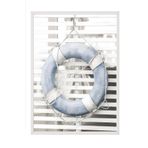 Postifull Blue Lifebuoy Çerçeveli Tablo, Beyaz Çerçeve Ve Poster, Dikey Duvar Tablosu Comfort Serisi No:108437;10 X 15 Beyaz Çerçeveli