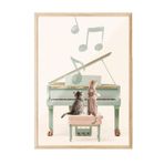 Postifull Cats Playing Piano Çerçeveli Tablo, Ahşap Çerçeve Ve Poster, Duvar Tablosu Comfort Serisi No:108440;10 X 15 Ahşap Çerçeveli