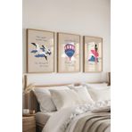 Postifull Çerçeveli Tablo Seti, 3 Adet Ahşap Çerçeve Ve Minimalist Çizim Temalı Poster Seti, No:300529;10 X 15 Ahşap