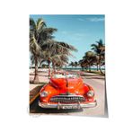 Postifull Çerçevesiz Poster, Yaz Temalı Tablo No:137, Klasik Kırmızı Araba Fotoğrafı, Kırmızı Poster, Dikey;13 X 18 Renkli - 20