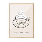 Postifull Coffee And Cream Çerçeveli Tablo, Ahşap Çerçeve Ve Poster, Duvar Tablosu Comfort Serisi No:108556;30 X 40 Ahşap Çerçeveli