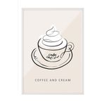 Postifull Coffee And Cream Çerçeveli Tablo, Beyaz Çerçeve Ve Poster, Duvar Tablosu Comfort Serisi No:108556;30 X 40 Beyaz Çerçeveli