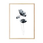Postifull Dark Flowers Çerçeveli Tablo, Ahşap Çerçeve Ve Poster, Dikey Duvar Tablosu Comfort Serisi No:108517;30 X 40 Ahşap Çerçeveli