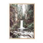 Postifull Forest Waterfall Çerçeveli Tablo, Ahşap Çerçeve Ve Poster, Duvar Tablosu Comfort Serisi No:108406;50 X 70 Ahşap Çerçeveli