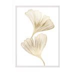 Postifull Gold Ginkgo Çerçeveli Tablo, Beyaz Çerçeve Ve Poster, Dikey Duvar Tablosu Comfort Serisi No:108451;10 X 15 Beyaz Çerçeveli