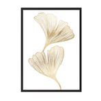 Postifull Gold Ginkgo Çerçeveli Tablo, Siyah Çerçeve Ve Poster, Dikey Duvar Tablosu Comfort Serisi No:108451;10 X 15 Siyah Çerçeveli