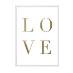Postifull Gold Love Çerçeveli Tablo, Beyaz Çerçeve Ve Poster, Dikey Duvar Tablosu Comfort Serisi No:108381;10 X 15 Beyaz Çerçeveli