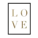Postifull Gold Love Çerçeveli Tablo, Siyah Çerçeve Ve Poster, Dikey Duvar Tablosu Comfort Serisi No:108381;10 X 15 Siyah Çerçeveli