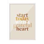 Postifull Grateful Heart Çerçeveli Tablo, Beyaz Çerçeve Ve Poster, Duvar Tablosu Comfort Serisi No:108530;10 X 15 Beyaz Çerçeveli