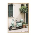Postifull Italy Vespa Çerçeveli Tablo, Ahşap Çerçeve Ve Poster, Dikey Duvar Tablosu Comfort Serisi No:108322;50 X 70 Ahşap Çerçeveli