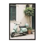 Postifull Italy Vespa Çerçeveli Tablo, Siyah Çerçeve Ve Poster, Dikey Duvar Tablosu Comfort Serisi No:108322;10 X 15 Siyah Çerçeveli