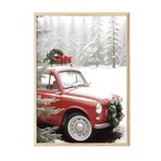 Postifull Jolly Car Yılbaşı Tablo, Ahşap Çerçeve Ve Poster, Dikey Duvar Tablosu Comfort Serisi No:108471;10 X 15 Ahşap Çerçeveli