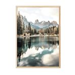 Postifull Lake House Çerçeveli Tablo, Ahşap Çerçeve Ve Poster, Dikey Duvar Tablosu Comfort Serisi No:108365;50 X 70 Ahşap Çerçeveli