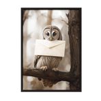 Postifull Letter Owl Çerçeveli Tablo, Siyah Çerçeve Ve Poster, Dikey Duvar Tablosu Comfort Serisi No:108291;10 X 15 Siyah Çerçeveli