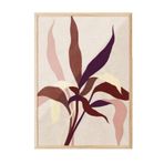 Postifull Linen Leaves Çerçeveli Tablo, Ahşap Çerçeve Ve Poster, Dikey Duvar Tablosu Comfort Serisi No:108570;10 X 15 Ahşap Çerçeveli