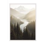 Postifull Magical Lake Çerçeveli Tablo, Beyaz Çerçeve Ve Poster, Dikey Duvar Tablosu Comfort Serisi No:108297;10 X 15 Beyaz Çerçeveli