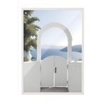 Postifull Mediterranean Portal Çerçeveli Tablo, Dikey Duvar Tablosu Comfort Serisi No:108480;21 X 30 Beyaz Çerçeveli