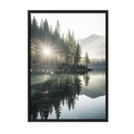 Postifull Morning View Lake Çerçeveli Tablo, Siyah Çerçeve Ve Poster, Duvar Tablosu Comfort Serisi No:108299;30 X 40 Siyah Çerçeveli