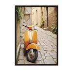 Postifull Orange Vespa Çerçeveli Tablo, Siyah Çerçeve Ve Poster, Dikey Duvar Tablosu Comfort Serisi No:108337;10 X 15 Siyah Çerçeveli