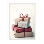 Postifull Pile Of Presents Yılbaşı Tablo, Beyaz Çerçeve Ve Poster, Duvar Tablosu Comfort Serisi No:108476;10 X 15 Beyaz Çerçeveli