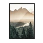 Postifull Pine Tree Valley Çerçeveli Tablo, Siyah Çerçeve Ve Poster, Duvar Tablosu Comfort Serisi No:108407;50 X 70 Siyah Çerçeveli