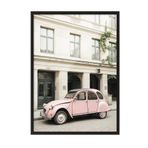Postifull Pink Retro Car Çerçeveli Tablo, Siyah Çerçeve Ve Poster, Duvar Tablosu Comfort Serisi No:108386;10 X 15 Siyah Çerçeveli