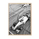 Postifull Race Car Çerçeveli Tablo, Ahşap Çerçeve Ve Poster, Dikey Duvar Tablosu Comfort Serisi No:108393;30 X 40 Ahşap Çerçeveli