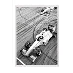 Postifull Race Car Çerçeveli Tablo, Beyaz Çerçeve Ve Poster, Dikey Duvar Tablosu Comfort Serisi No:108393;10 X 15 Beyaz Çerçeveli