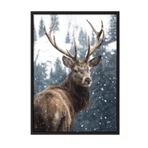 Postifull Red Deer İn Snow Çerçeveli Tablo, Siyah Çerçeve Ve Poster, Duvar Tablosu Comfort Serisi No:108508;10 X 15 Siyah Çerçeveli