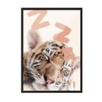Postifull Sleeping Baby Tiger Çerçeveli Tablo, Siyah Çerçeve Ve Poster, Duvar Tablosu Comfort Serisi No:108441;10 X 15 Siyah Çerçeveli