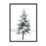 Postifull Snowy Spruce Yılbaşı Tablo, Siyah Çerçeve Ve Poster, Dikey Duvar Tablosu Comfort Serisi No:108474;10 X 15 Siyah Çerçeveli