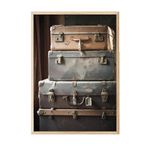 Postifull Suitcases Çerçeveli Tablo, Ahşap Çerçeve Ve Poster, Dikey Duvar Tablosu Comfort Serisi No:108318;10 X 15 Ahşap Çerçeveli