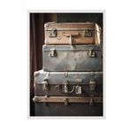 Postifull Suitcases Çerçeveli Tablo, Beyaz Çerçeve Ve Poster, Dikey Duvar Tablosu Comfort Serisi No:108318;10 X 15 Beyaz Çerçeveli