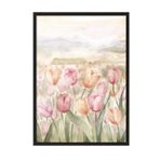 Postifull Watercolor Tulips Çerçeveli Tablo, Siyah Çerçeve Ve Poster, Duvar Tablosu Comfort Serisi No:108543;30 X 40 Siyah Çerçeveli