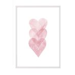 Postifull Watercolour Hearts Çerçeveli Tablo, Beyaz Çerçeve Ve Poster, Duvar Tablosu Comfort Serisi No:108491;50 X 70 Beyaz Çerçeveli