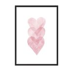 Postifull Watercolour Hearts Çerçeveli Tablo, Siyah Çerçeve Ve Poster, Duvar Tablosu Comfort Serisi No:108491;50 X 70 Siyah Çerçeveli