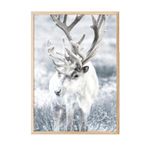 Postifull Winter Reindeer Çerçeveli Tablo, Ahşap Çerçeve Ve Poster, Duvar Tablosu Comfort Serisi No:108509;30 X 40 Ahşap Çerçeveli