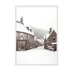 Postifull Winter Village Yılbaşı Tablo, Beyaz Çerçeve Ve Poster, Duvar Tablosu Comfort Serisi No:108410;10 X 15 Beyaz Çerçeveli
