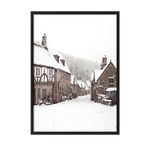 Postifull Winter Village Yılbaşı Tablo, Siyah Çerçeve Ve Poster, Duvar Tablosu Comfort Serisi No:108410;10 X 15 Siyah Çerçeveli