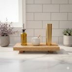 PostOtto Design Studio Ahşap Dekoratif Sunum Standı & Mutfak Banyo Rafı - 20X12 cm Organizer - Naturel