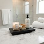 PostOtto Design Studio Ahşap Dekoratif Sunum Standı & Mutfak Banyo Rafı - 20X12 cm Organizer - Siyah