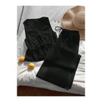 poswicon siyah yelek iki önden bağlama detaklı crop geniş paça pantolon alt üst takım