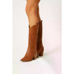 POTEEN 7001 Ptc Albino Kadın Western Kovboy Nakışlı Topuklu Çizme-Ptc Taba