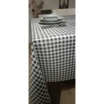 Pötikareli Dertsiz Masa Örtüsü, Sofra Bezi, Piknik Örtüsü - Küçük Kare Desen (140X180CM Dikdörtgen) - Gri - 140 x 180 cm