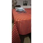 Pötikareli Dertsiz Masa Örtüsü, Sofra Bezi, Piknik Örtüsü - Küçük Kare Desen (140X180CM Dikdörtgen) - Kırmızı - 140 x 180 cm