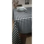 Pötikareli Dertsiz Masa Örtüsü, Sofra Bezi, Piknik Örtüsü - Küçük Kare Desen (150X220CM Dikdörtgen) - Siyah - 150 x 220 cm