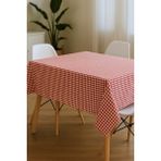 Pötikareli Kırmızı Keten Masa Örtüsü, Pötikare Piknik Örtüsü - Masa Örtüsü- Sofra Bezi 60 x 60 - Kırmızı - Beyaz - 60 x 60 cm