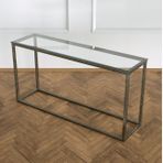 Potrica Metal Dresuar Eskitme Pirinç Ayak Şeffaf Cam Tabla